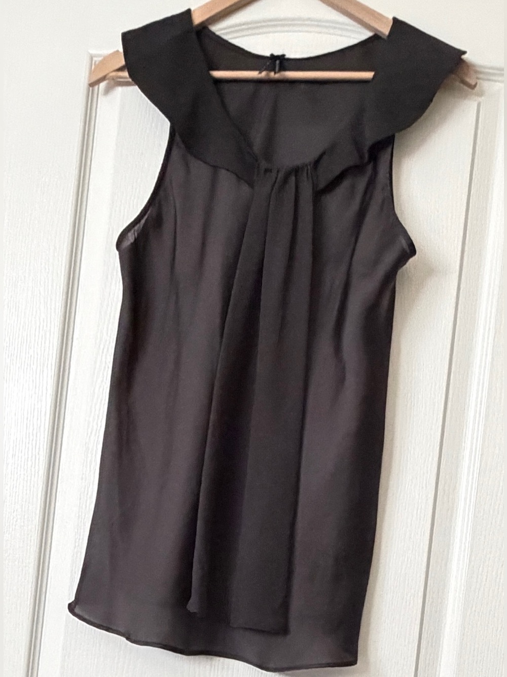 Lapis Black Statement Sailor Collar Sleeveless Top Size Medium